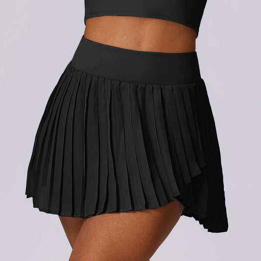 SwiftSkirt Pleated Active Skort – Built-In Shorts with Side Pocket