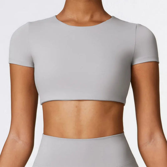 FlexLite Short Sleeve Crop Top – Seamless, Quick-Dry Activewear