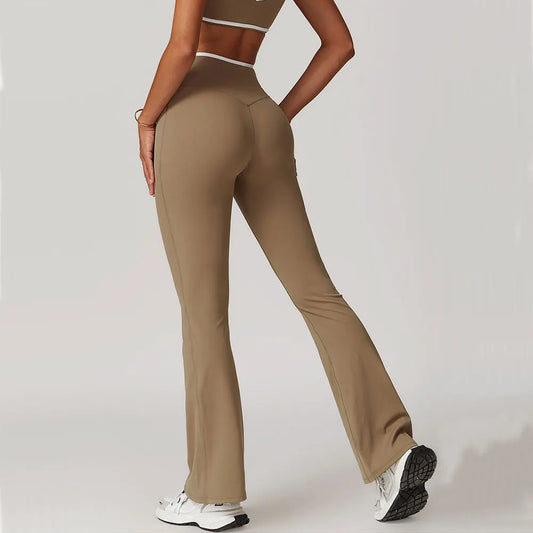 V-Waist Flare Leggings – High-Rise, Stretch Bootcut Active Pants
